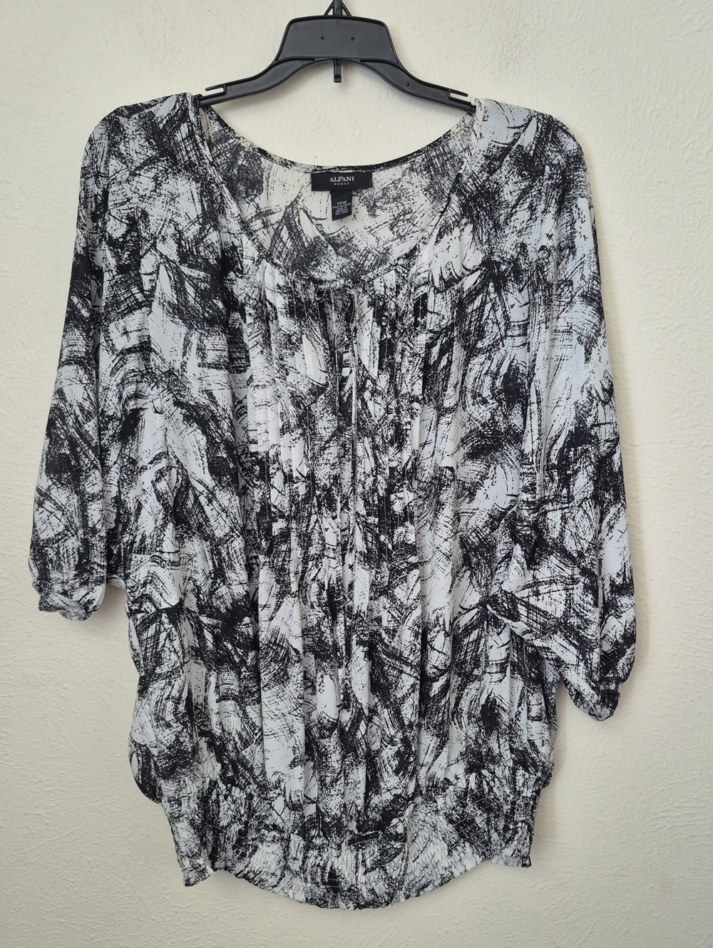 Alfani Black & White Abstract Print Tunic Blouse